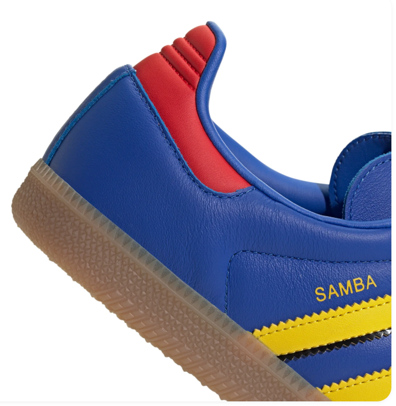 Adidas Samba Royal Blue & Yellow Gum-Sole Sneakers with Red Laces