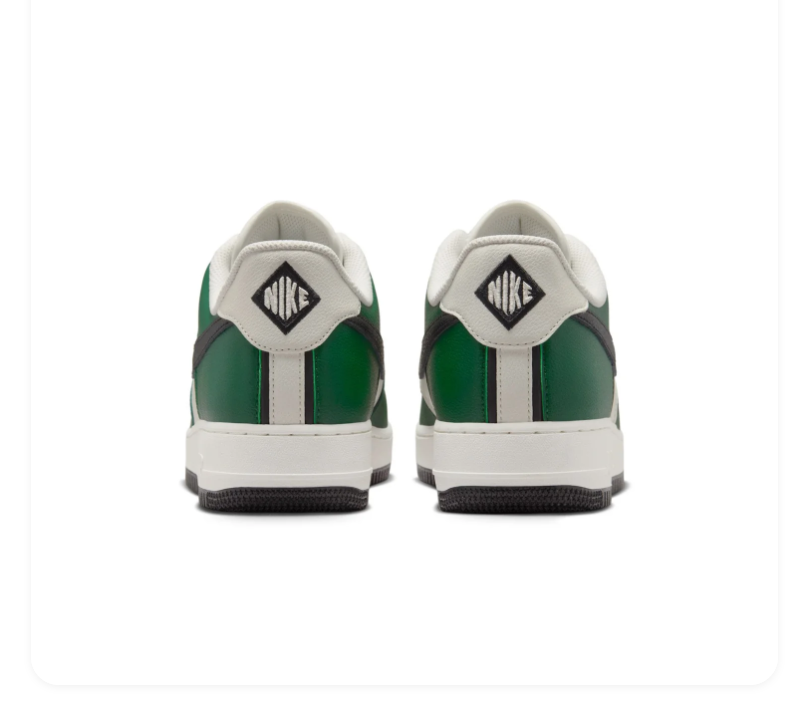 Nike Air Force 1 Green & Cream Sneakers with Black Swoosh