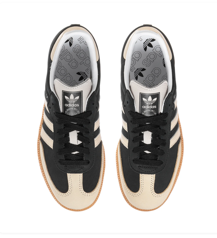 Adidas Samba Cream & Black Gum-Sole Sneakers