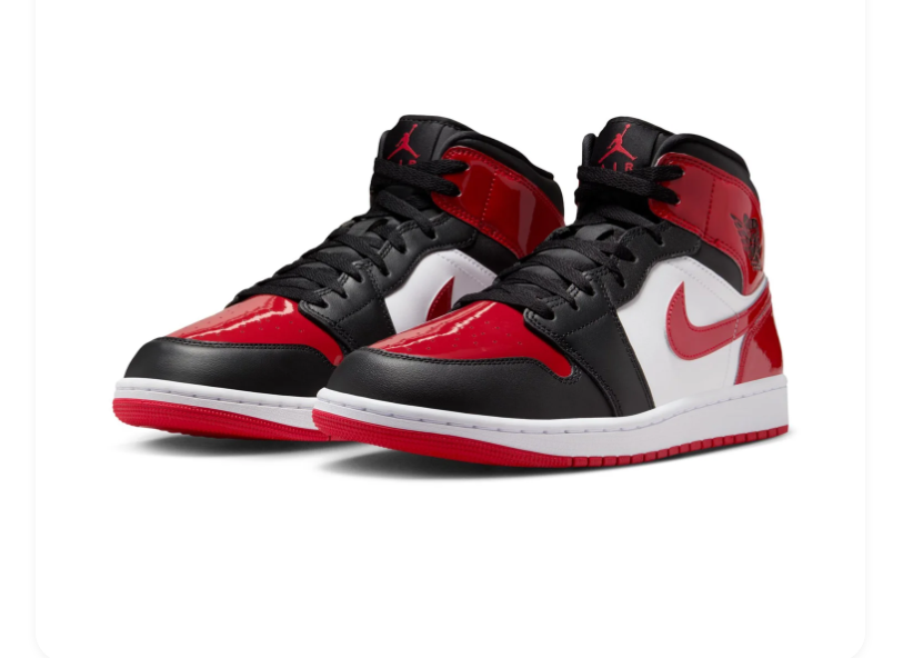 Air Jordan 1 Mid Red, Black & White Sneakers