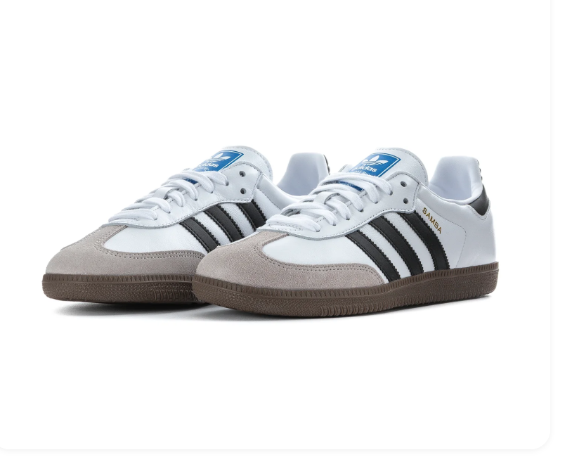 Adidas Samba White & Black Sneakers with Grey Toe Detail