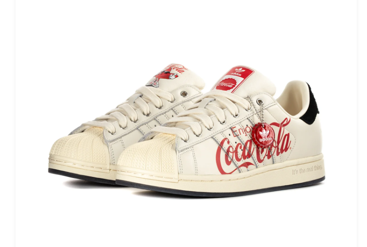 Adidas Superstar Cream Shell-Toe Sneakers with Coca-Cola Graphics
