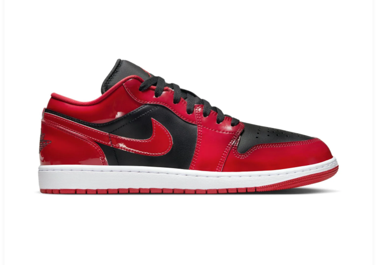 Air Jordan 1 Low Red & Black Glossy Sneakers