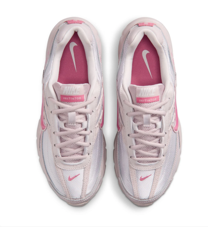 Nike Initiator White & Pale Pink Mesh Sneakers with Bright Pink Accents