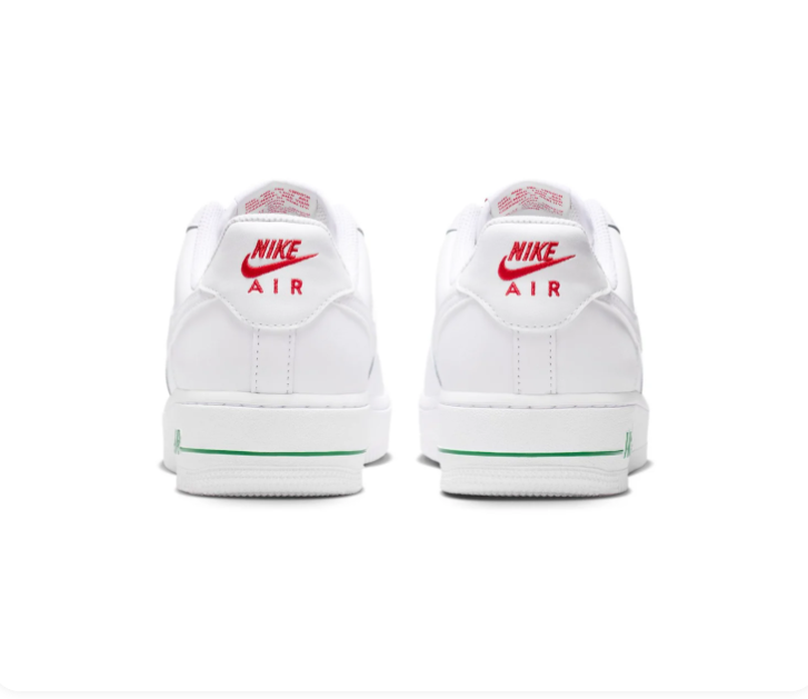 Nike Air Force 1 White Sneakers with Red Rose & Green Accents