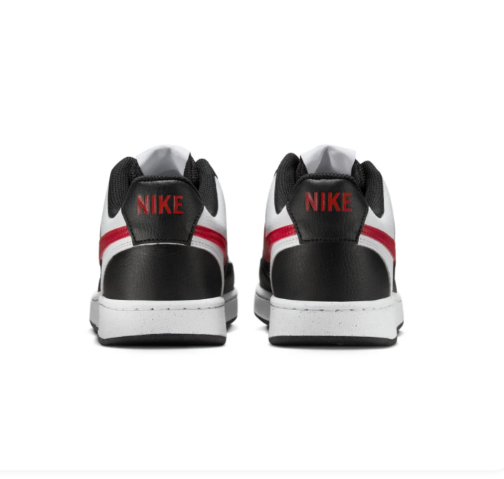Nike Court Vision Black & White Sneakers with Red Swoosh