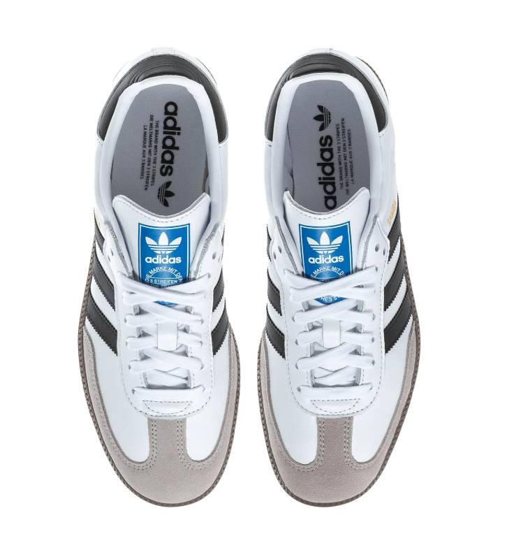 Adidas Samba White & Black Sneakers with Grey Toe Detail