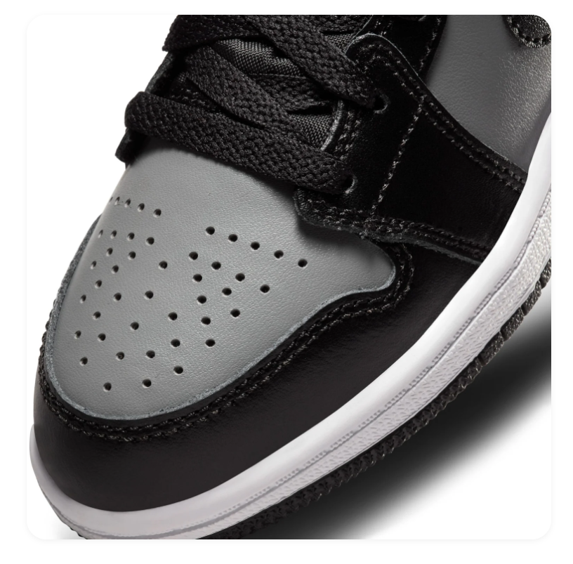 Air Jordan 1 Mid Black & Grey Sneakers with Red Accents