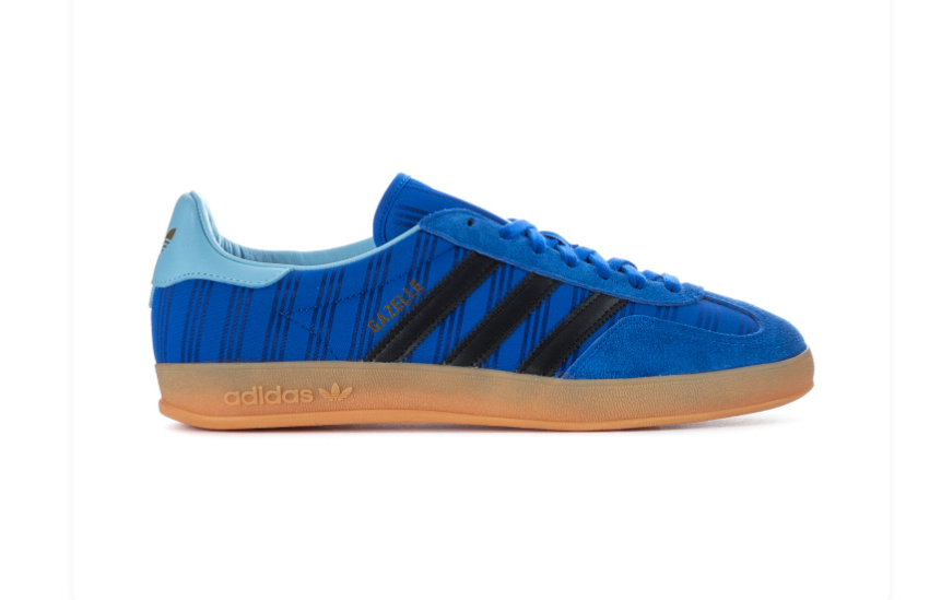Adidas Gazelle Blue & Black Patterned Gum-Sole Sneakers