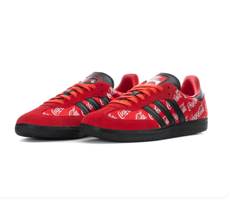 Adidas Red & Black Low-Top Sneakers with Coca-Cola Graphics