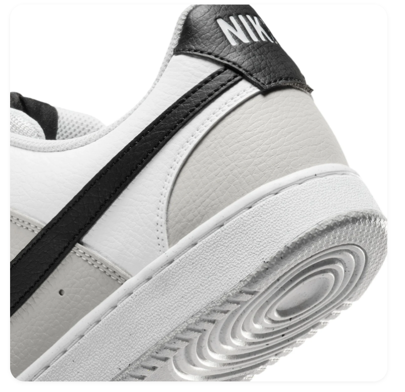 Nike Court Vision White & Light Grey Sneakers with Black Swoosh