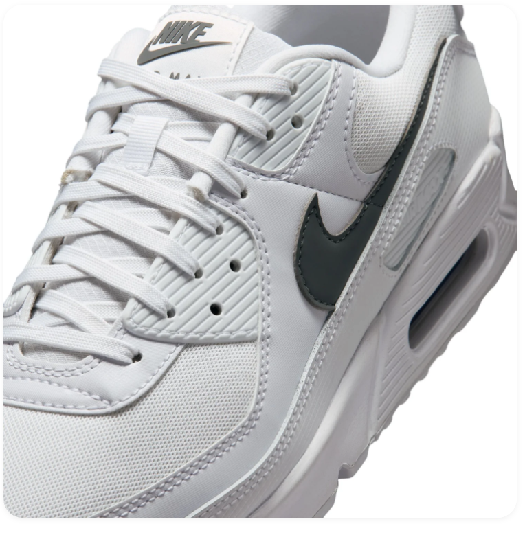 Nike Air Max 90 White Sneakers with Black Swoosh