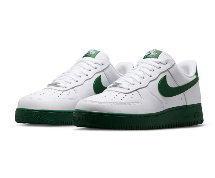 Nike Air Force 1 White & Dark Green Low-Top Sneakers