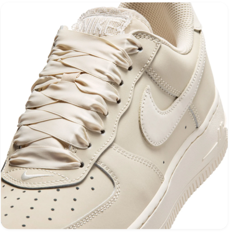 Nike Air Force 1 Cream Sneakers with Satin-Style Ribbon Laces