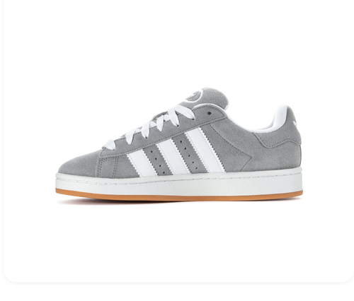 Adidas Campus Grey & White Sneakers with Gum Outsole