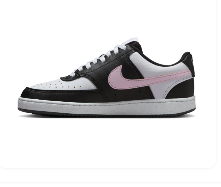 Nike Black & White Low-Top Sneakers with Pale Pink Swoosh