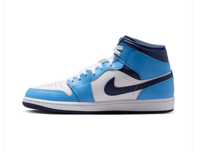 Air Jordan 1 Mid Blue, White & Navy Sneakers