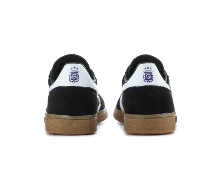 Adidas Handball Spezial Black & White Gum-Sole Sneakers with Blue Laces