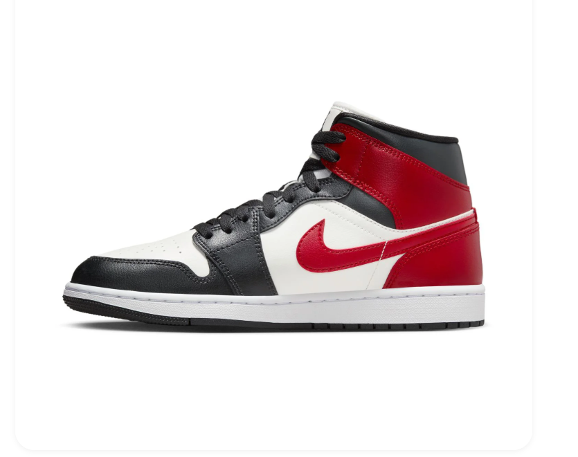 Air Jordan 1 Mid Black, White & Red Sneakers
