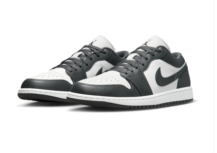 Air Jordan 1 Low Charcoal Grey & White Sneakers