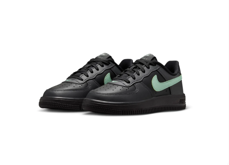 Nike Air Force 1 Black & Mint Green Low-Top Sneakers