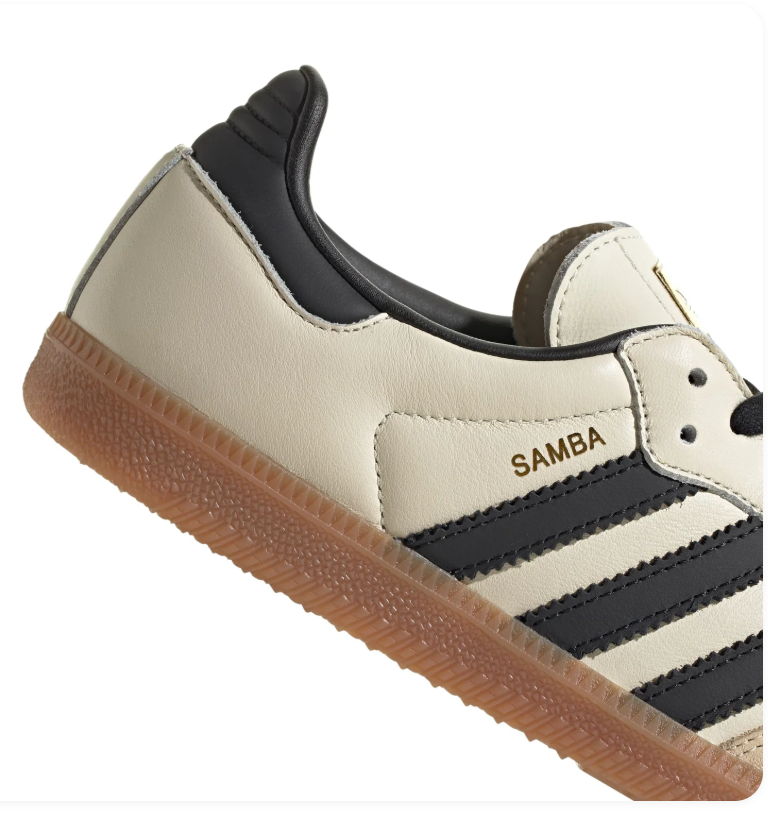 Adidas Samba Cream & Black Gum-Sole Sneakers