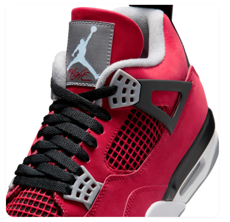 Air Jordan 4 Red & Black Sneakers with Grey Accents