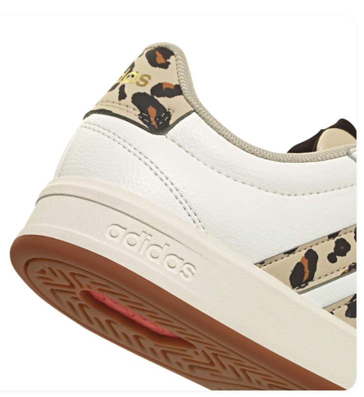 Adidas White Low-Top Sneakers with Leopard-Print Stripes