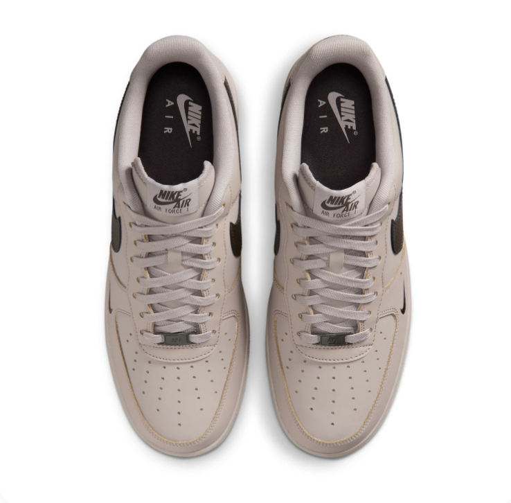 Nike Air Force 1 Beige & Dark Brown Low-Top Sneakers
