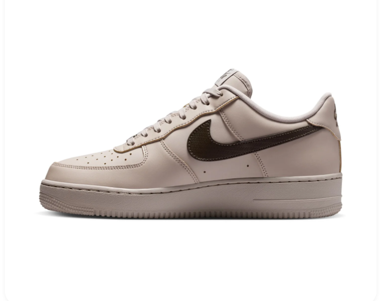 Nike Air Force 1 Beige & Dark Brown Low-Top Sneakers