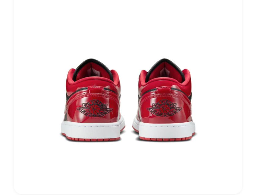 Air Jordan 1 Low Red & Black Glossy Sneakers