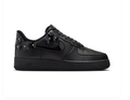 Nike Air Force 1 Black Sneakers with Floral Appliqués & Silver Accents