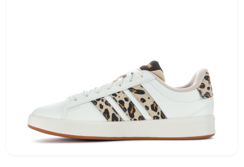 Adidas White Low-Top Sneakers with Leopard-Print Stripes