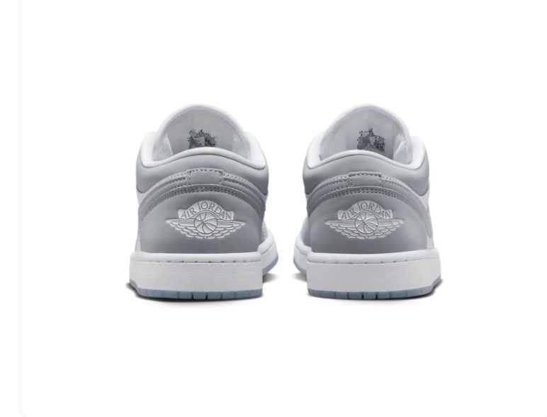 Air Jordan 1 Low Grey & White Sneakers with Translucent Sole