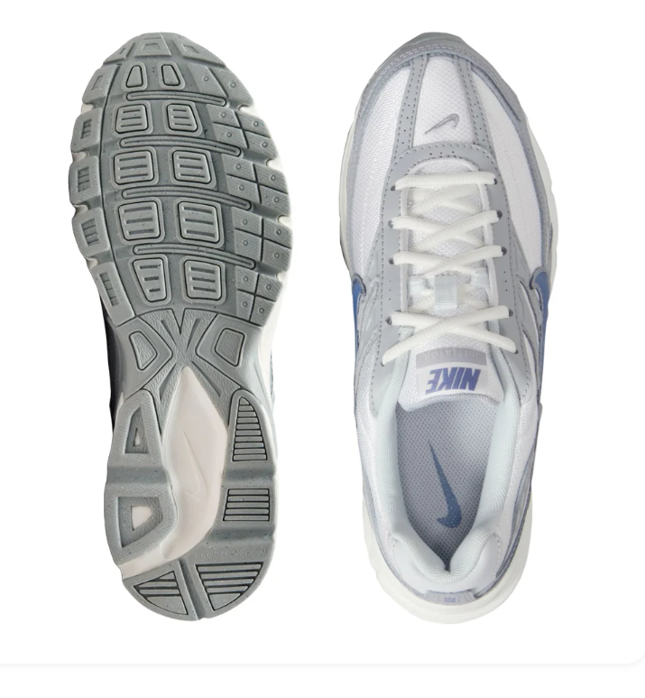 Nike White & Grey Mesh Sneakers with Blue Swoosh