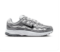 Nike P-6000 Grey & White Mesh Sneakers with Black Swoosh