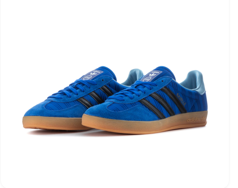 Adidas Gazelle Blue & Black Patterned Gum-Sole Sneakers