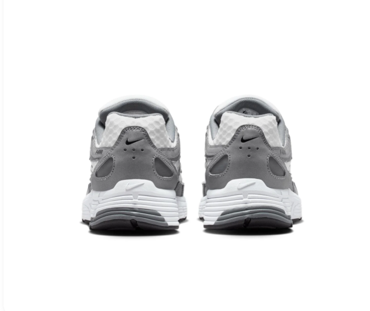 Nike P-6000 Grey & White Mesh Sneakers with Black Swoosh
