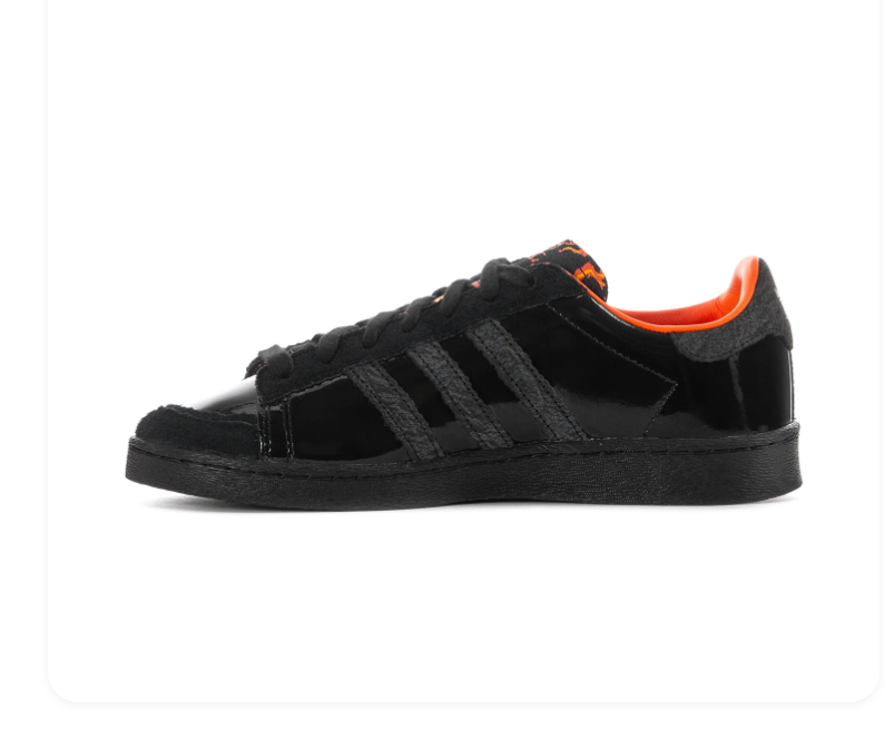 Adidas Black & Orange Glossy Low-Top Sneakers
