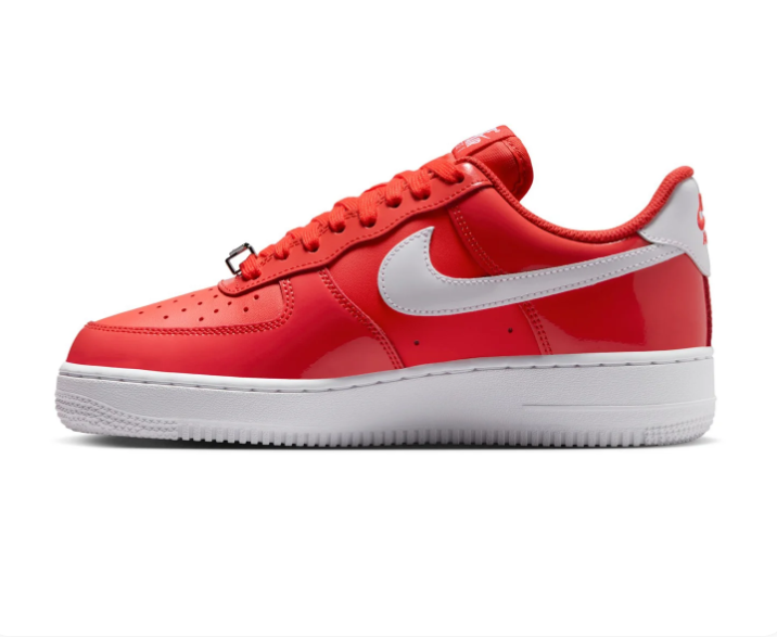 Nike Air Force 1 Red & White Low-Top Sneakers with Glossy Panels