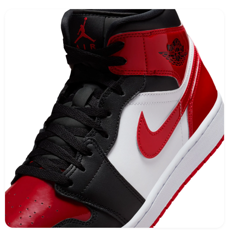 Air Jordan 1 Mid Red, Black & White Sneakers
