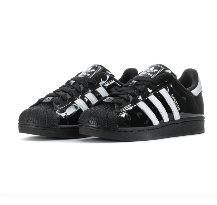 Adidas Superstar Glossy Black & White Shell-Toe Sneakers