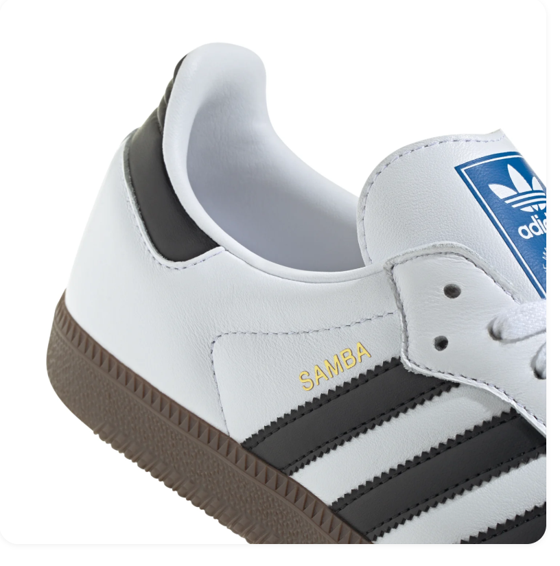 Adidas Samba White & Black Sneakers with Grey T-Toe
