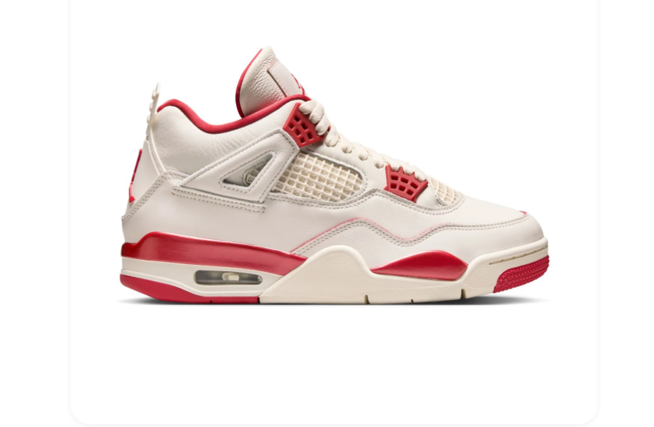 Air Jordan 4 Cream & Red Sneakers
