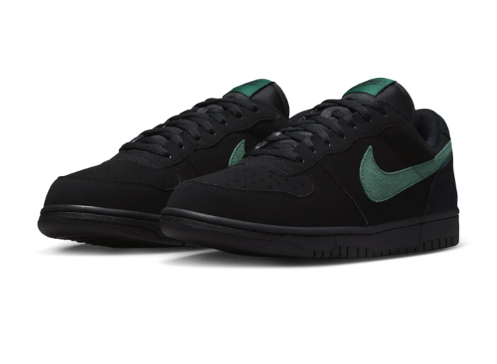 Nike Black & Green Low-Top Sneakers with Tonal Black Sole
