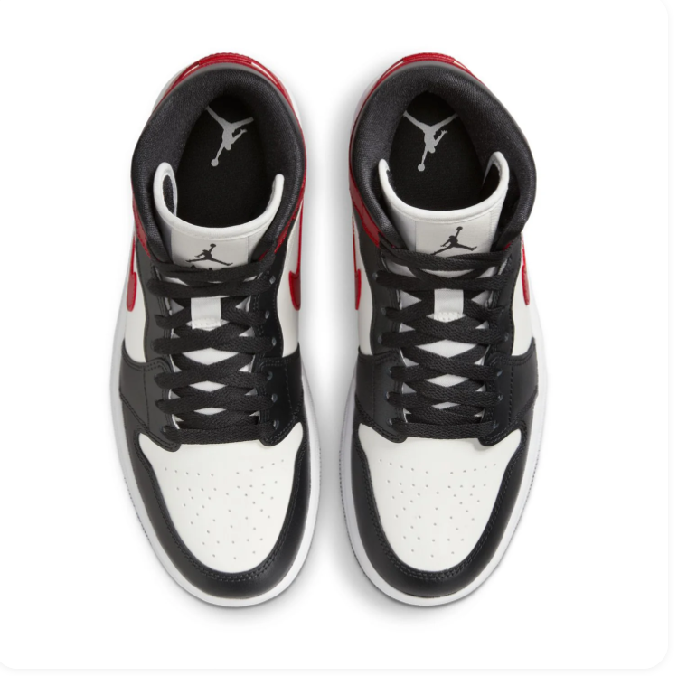 Air Jordan 1 Mid Black, White & Red Sneakers