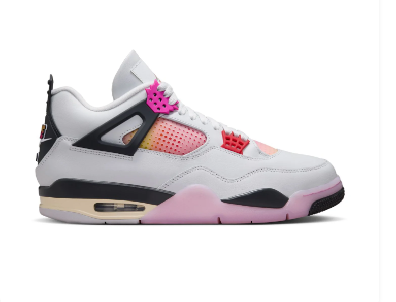 Air Jordan 4 White & Pink Sneakers with Gradient Details