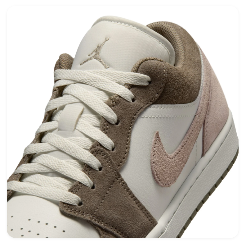 Air Jordan 1 Low Taupe & White Sneakers