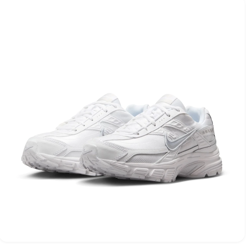 Nike White & Metallic Silver Mesh Sneakers