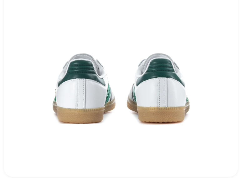 Adidas Samba White & Green Gum-Sole Sneakers